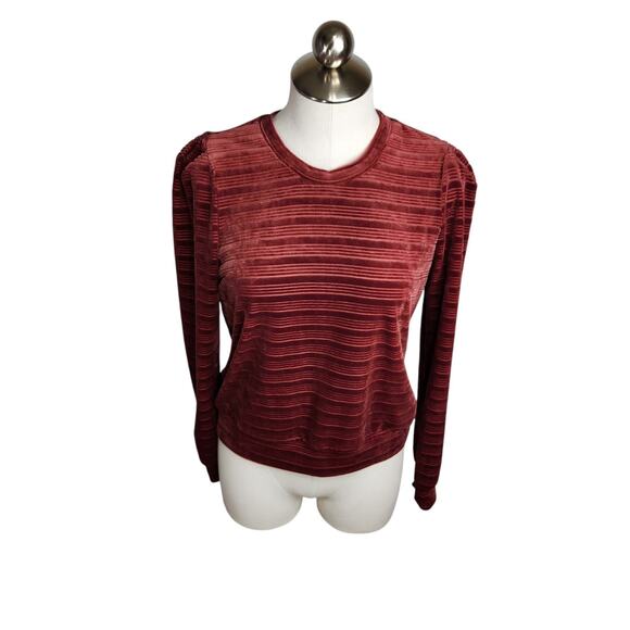 Heartloom Somi Velour Sweatshirt Top Womens Size Small Sangria Long Sleeve - Picture 2 of 11